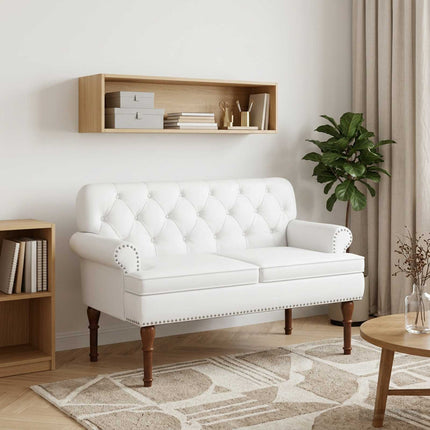 Loveseat med knapprapport Vit 120 x 65 x 77 cm Konstläder