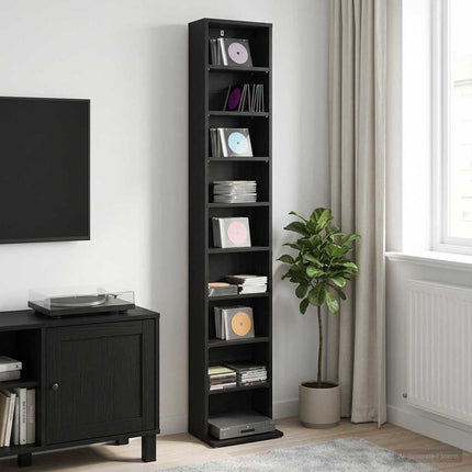CD Skåp Svart ek 33 x 23,5 x 175 cm Konstruerat trä