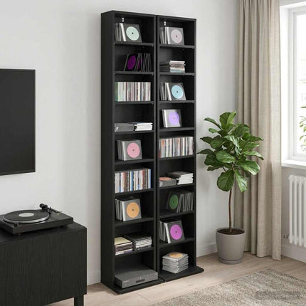 CD Skåp 2 st Svart ek 33 x 23,5 x 175 cm Konstruerat trä