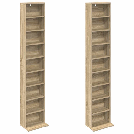 CD Skåp 2 st Sonoma-ek 33 x 23,5 x 175 cm Konstruerat trä