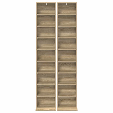 CD Skåp 2 st Sonoma-ek 33 x 23,5 x 175 cm Konstruerat trä
