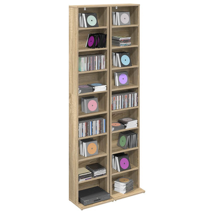 CD Skåp 2 st Sonoma-ek 33 x 23,5 x 175 cm Konstruerat trä