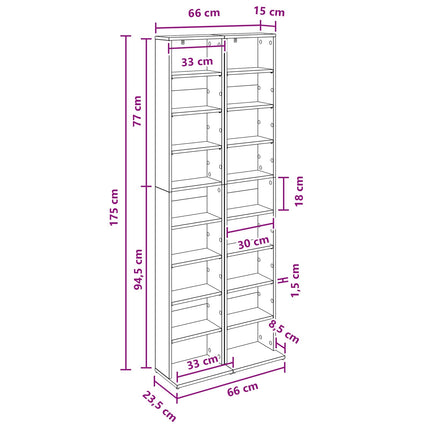 CD Skåp 2 st Betonggrå 33 x 23,5 x 175 cm Konstruerat trä