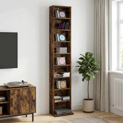 CD Skåp Rökt ek 33 x 23,5 x 175 cm Konstruerat trä