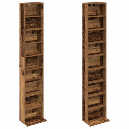 CD Skåp 2 st Gammalt trä 33 x 23,5 x 175 cm Konstruerat trä