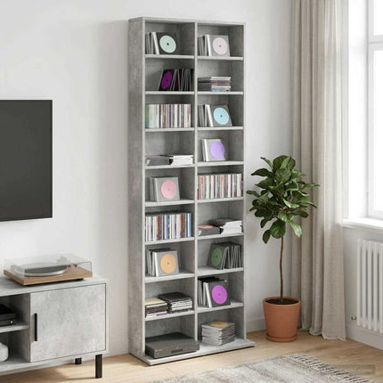 CD Skåp Betonggrå 65 x 23,5 x 175 cm Konstruerat trä