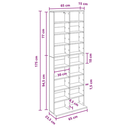CD Skåp Rökt ek 65 x 23,5 x 175 cm Konstruerat trä