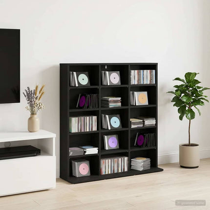 CD Skåp Svart ek 96 x 23,5 x 97,5 cm Konstruerat trä