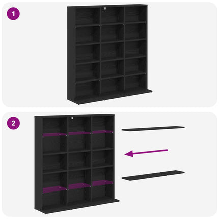 CD Skåp Svart ek 96 x 23,5 x 97,5 cm Konstruerat trä