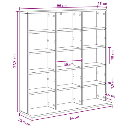 CD Skåp Rökt ek 96 x 23,5 x 97,5 cm Konstruerat trä