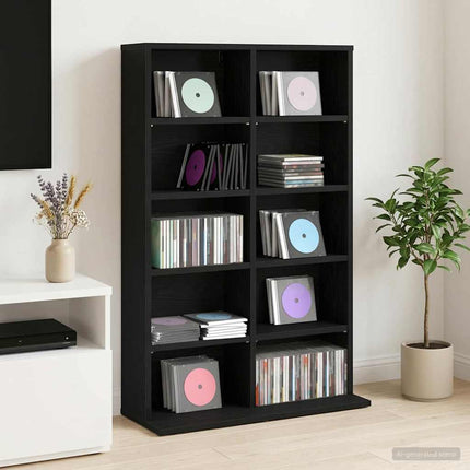 CD Skåp Svart ek 65 x 23,5 x 97,5 cm Konstruerat trä