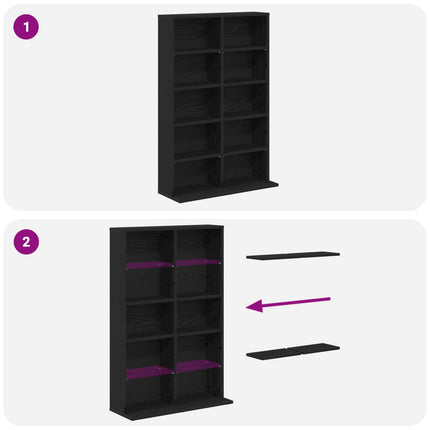CD Skåp Svart ek 65 x 23,5 x 97,5 cm Konstruerat trä