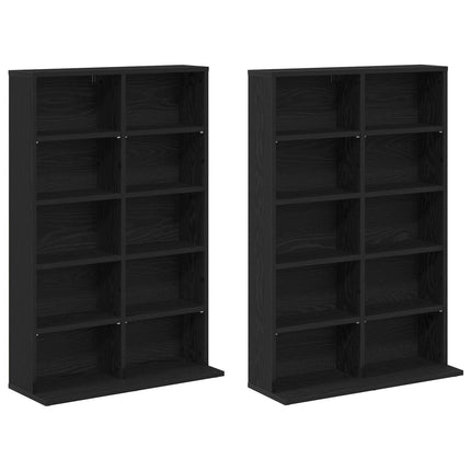CD Skåp 2 st Svart ek 65 x 23,5 x 97,5 cm Konstruerat trä