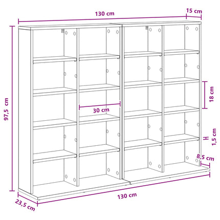 CD Skåp 2 st Svart ek 65 x 23,5 x 97,5 cm Konstruerat trä
