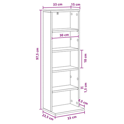 CD Skåp Vit 33 x 23,5 x 97,5 cm Konstruerat trä