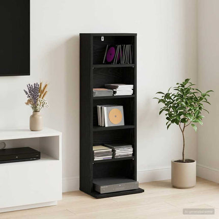 CD Skåp Svart ek 33 x 23,5 x 97,5 cm Konstruerat trä