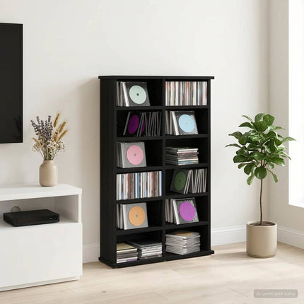 CD Skåp Svart ek 60 x 17 x 92 cm Konstruerat trä