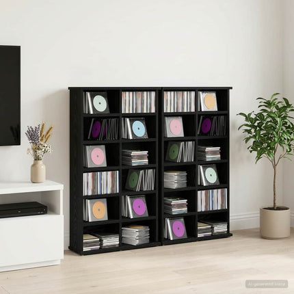 CD Skåp 2 st Svart ek 60 x 17 x 92 cm Konstruerat trä