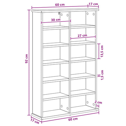 CD Skåp Sonoma-ek 60 x 17 x 92 cm Konstruerat trä