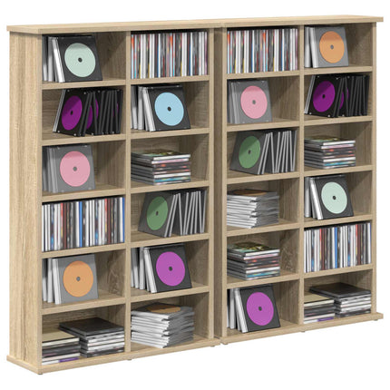 CD Skåp 2 st Sonoma-ek 60 x 17 x 92 cm Konstruerat trä