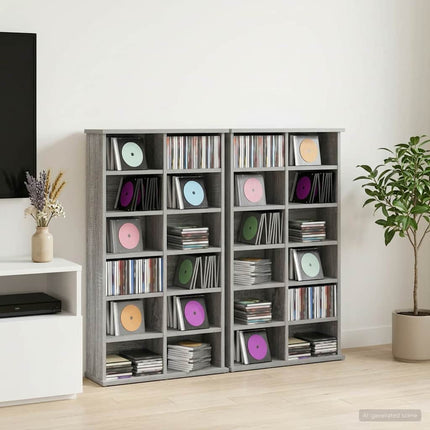 CD Skåp 2 st Grå Sonoma 60 x 17 x 92 cm Konstruerat trä