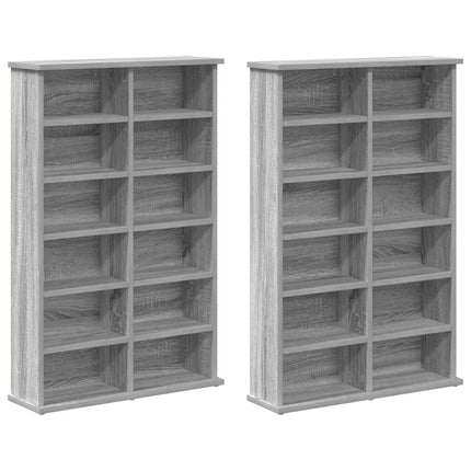 CD Skåp 2 st Grå Sonoma 60 x 17 x 92 cm Konstruerat trä