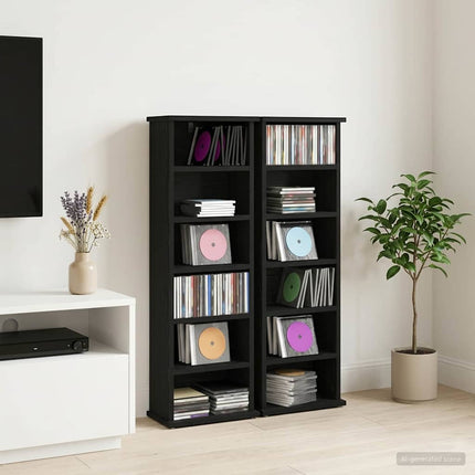 CD Skåp 2 st Svart ek 60 x 17 x 92 cm Konstruerat trä