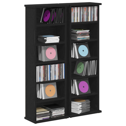CD Skåp 2 st Svart ek 60 x 17 x 92 cm Konstruerat trä