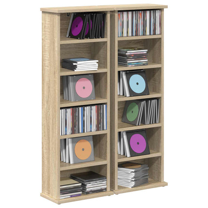 CD Skåp 2 st Sonoma-ek 60 x 17 x 92 cm Konstruerat trä