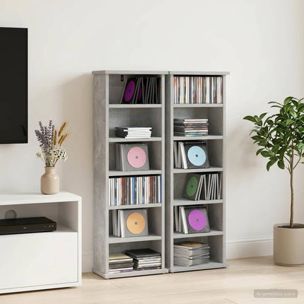 CD Skåp 2 st Betonggrå 60 x 17 x 92 cm Konstruerat trä
