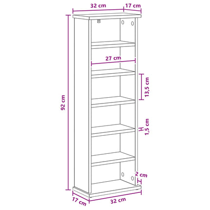 CD Skåp Rökt ek 60 x 17 x 92 cm Konstruerat trä