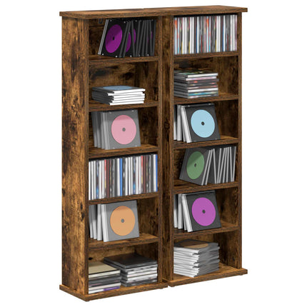 CD Skåp 2 st Rökt ek 60 x 17 x 92 cm Konstruerat trä
