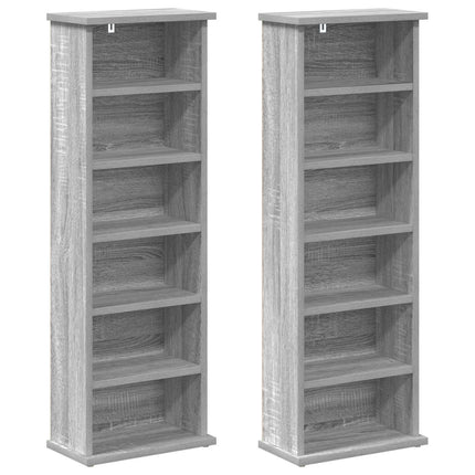 CD Skåp 2 st Grå Sonoma 60 x 17 x 92 cm Konstruerat trä