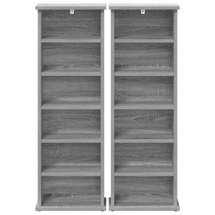 CD Skåp 2 st Grå Sonoma 60 x 17 x 92 cm Konstruerat trä