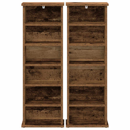 CD Skåp 2 st Gammalt trä 60 x 17 x 92 cm Konstruerat trä