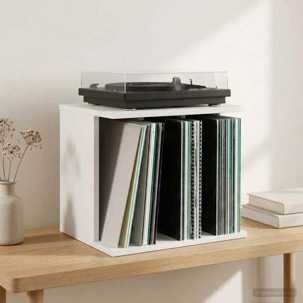 Lagring för vinylskivor Vit 42 x 33 x 36 cm Konstruerat trä
