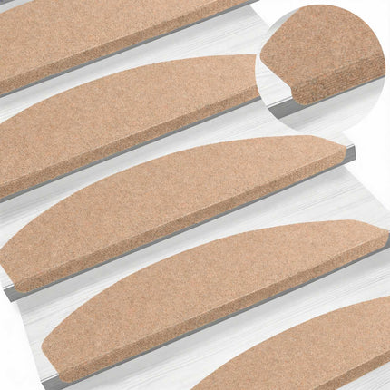 Självhäftande trappmattor 15 st 80 x 28 x 3,5 cm Beige