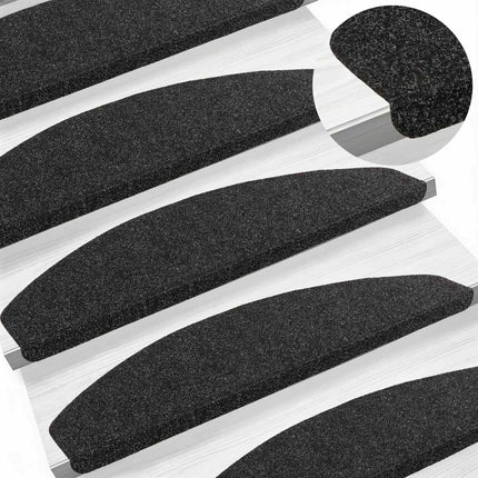Självhäftande trappmattor 15 pcs Svart 80 x 28 x 3,5 cm