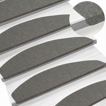 Självhäftande trappmattor 15 st 80 x 28 x 3,5 cm Grå