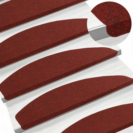 Självhäftande trappmattor 15 pcs Röd 80 x 28 x 3,5 cm