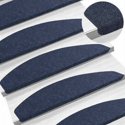 Självhäftande trappmattor 15 pcs Blå 80 x 28 x 3,5 cm