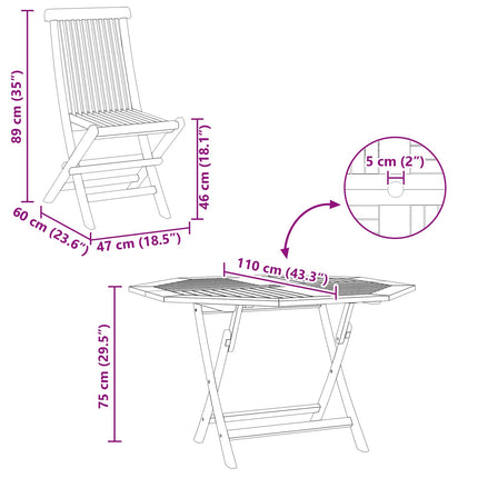 Trädgårds Bistro Set 3 pcs Brun Massivt teakträ