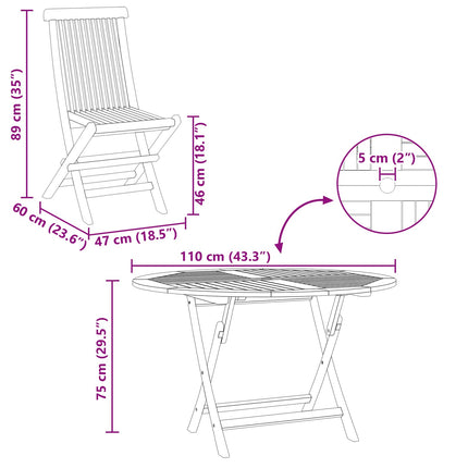 Trädgårds Bistro Set 3 pcs Naturfärg Massivt teakträ
