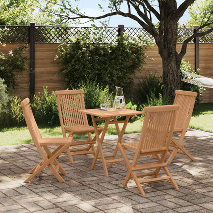 Hopfällbart trädgårdsmatset 5 pcs Naturfärg Massivt teakträ