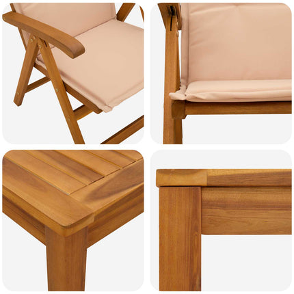 3-delad matgrupp för trädgården 2-sits Beige Massivt Akaciaträ