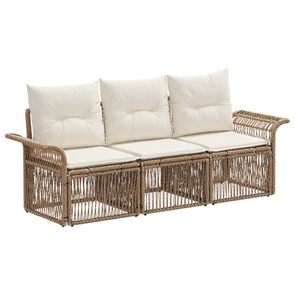 Trädgårdsoffset 3 pcs Beige konstrotting