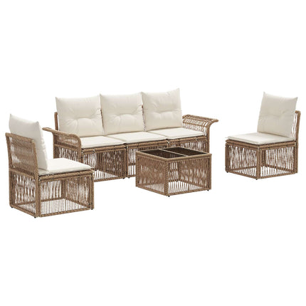 Trädgårdsoffset 6 pcs Beige konstrotting