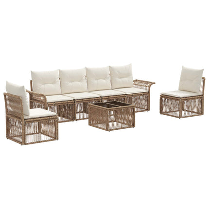 Trädgårdsoffset 7 pcs Beige konstrotting