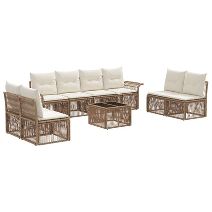 Trädgårdsoffset 9 pcs Beige konstrotting