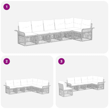Trädgårdsoffset 6 pcs Svart konstrotting